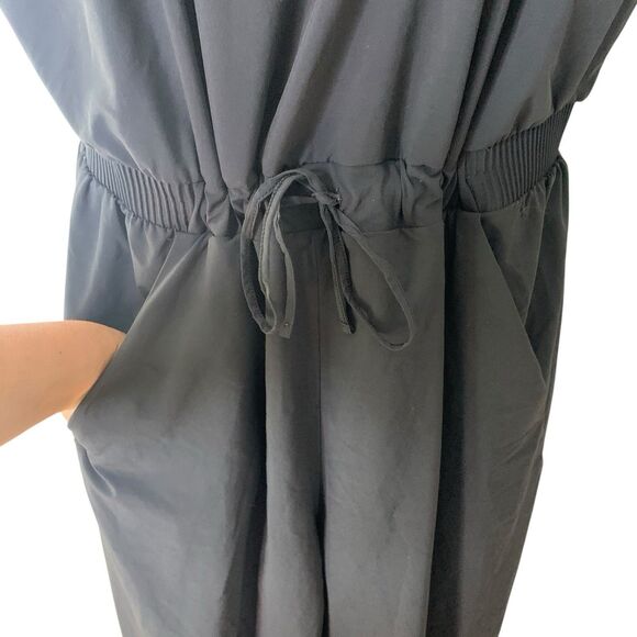 All In Motion Jumpsuit Women's XL Black Athletic Sleeveless Pockets Drawstring - Picture 4 of 10